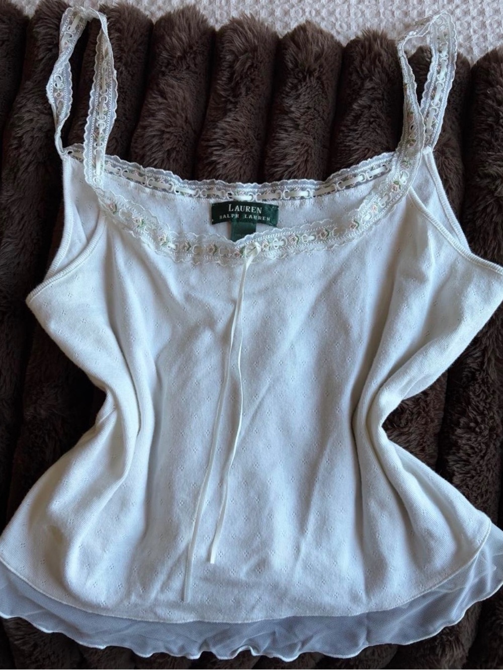 Polo by Ralph Lauren White Lace-Trim cami